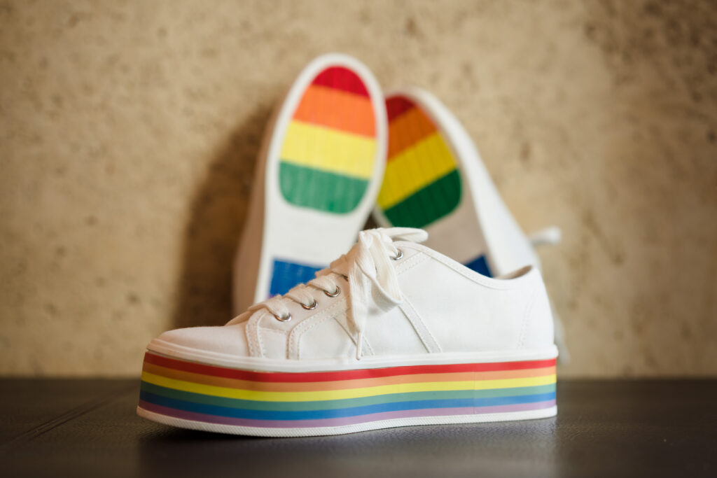 LGBTQA+ shoes for Nontraditional Wedding at the Mint Museum