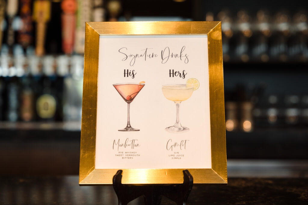 cocktail bar wedding sign