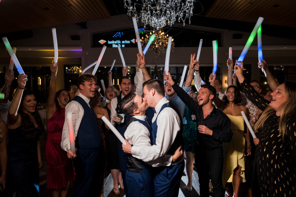 Charlotte wedding reception with LED glow wands