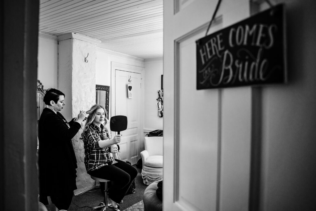 bride getting ready at The Rafters at Historic St. Mark's Wedding