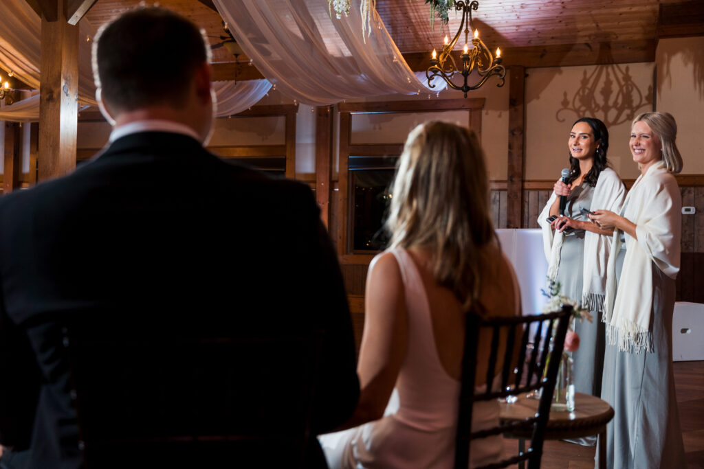 Wedding toasts at Mountain House Inn wedding reception