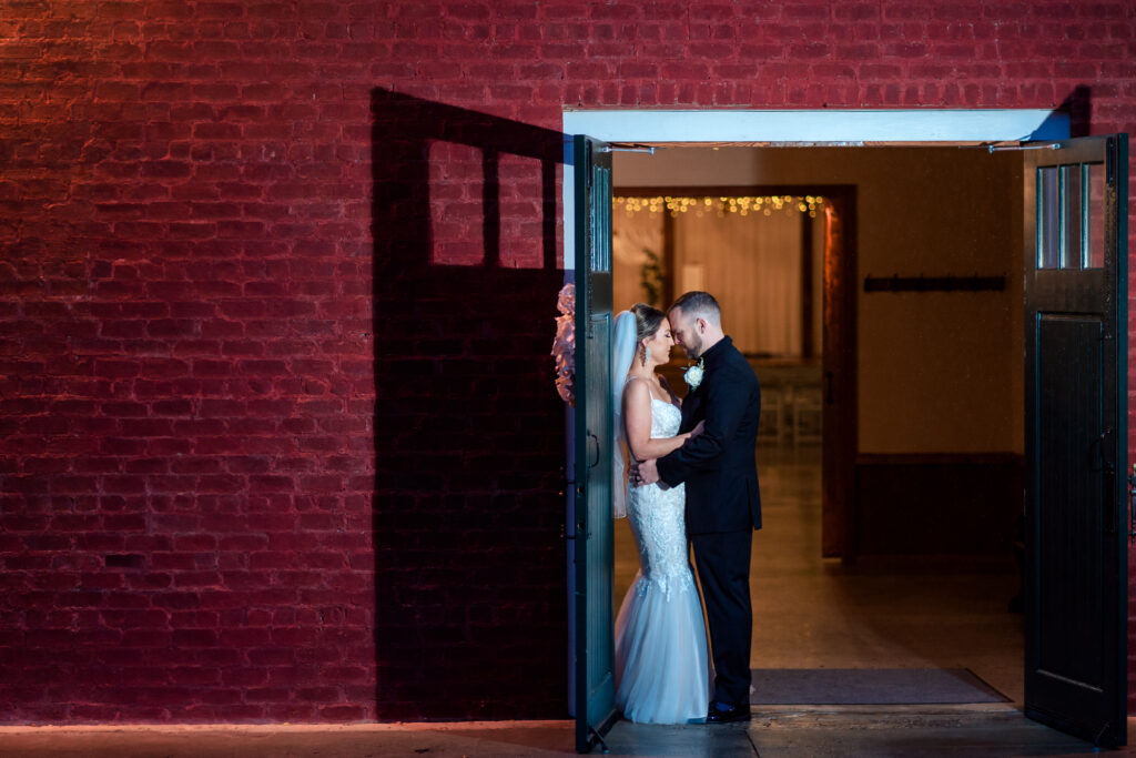 couple at the front entrance of laboratory mill