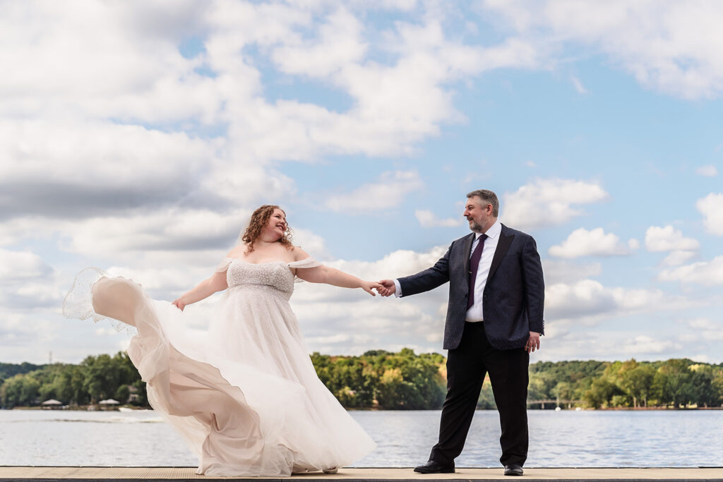 Bride and groom portraits at Lake Wylie wedding venue