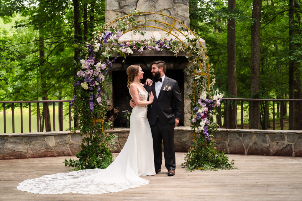 ceremony set up with bride and groom for Barn at Valhalla wedding